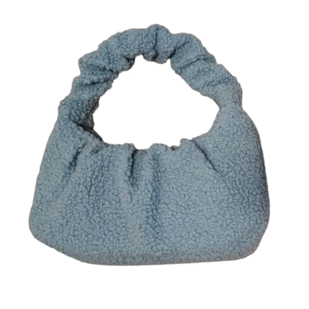 Blue NEW Sherpa Fleece Mini Bag Purse Cozy Teddy
